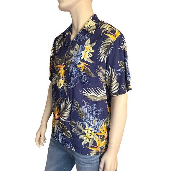 Sandwich Isle Hawaiian Shirt Tiki Button Front 100% Rayon Floral Foliage NWOT - Picture 5 of 11